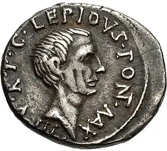 Ancient Roman coin depicting Lepidus