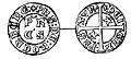 Denier of Philip 1478-1482: Ph[ilippu]s Hoahberg Pr As – Dei Gra[tia] Pr[incep]s Aur[ena] (= Orange).