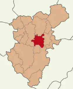 Map showing Honaz District in Denizli Province