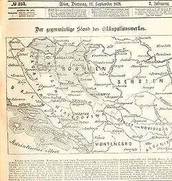 A Vienna newspaper covering the Austro-Hungarian campaign in Bosnia and Herzegovina in 1878 showed "Turkish Croatia" (Türkisch Croatien) to the west of the Vrbas river