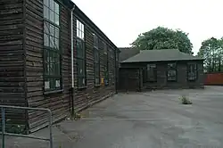 The former gym (left) and workshop (right) Demolished September 2017