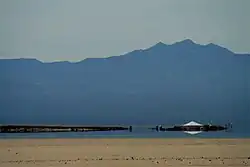An inferior mirage seen in the Mojave Desert in a Nevada spring