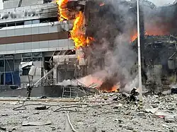 Aftermath of a missile strike on a shopping mall in Dnipro on 29 December 2023
