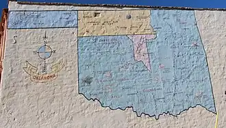 Large Oklahoma map painted on the east facade
