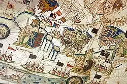 Detail of Hungary and the Balkans, ca. 1528, by Jacopo Russo of Messina, Sicily.[5]