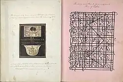 Details of the tomb of Colonel James Skinner C.B. at St. James' Church, Delhi, and Styles and titles in Persian of Metcalfe as Agent of Governor-General of India(right page)