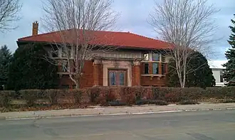 1913 Prairie School Carnegie library designed by Claude and Starck in Detroit Lakes