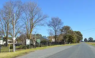 Langham Road, with the primary school and community centre on the left