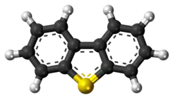 Ball-and-stick model of the dibenzothiophene molecule