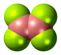 Space-filling model of the diboron tetrafluoride molecule