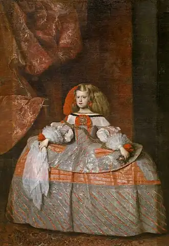 Infanta Margarita Teresa in a Pink Dress (1660) by Velázquez or Juan Bautista Martínez del Mazo, Prado Museum, Madrid.