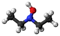 Ball-and-stick model of the diethylhydroxylamine molecule
