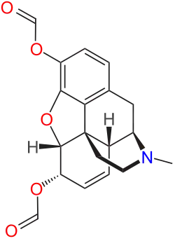 Chemical structure of diformylmorphine.