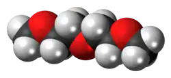 Space-filling model of the diglyme molecule
