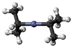 Ball-and-stick model of the diisopropylzinc molecule