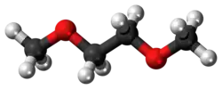 Ball-and-stick model of the dimethoxyethane molecule