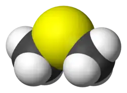 Spacefill model of dimethyl sulfide