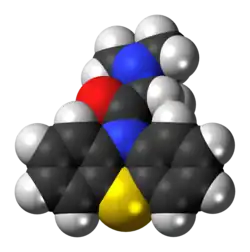 Space-filling model of the Dimethylaminopropionylphenothiazine molecule