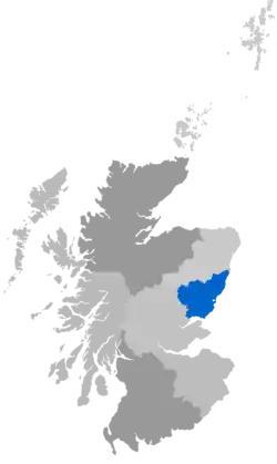 Map showing Brechin Diocese as a coloured area south of Aberdeen