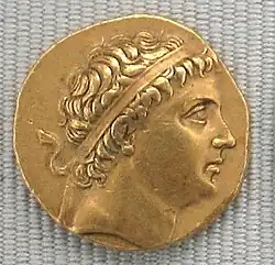 Diodotus of Bactria wearing the diadema, a white ribbon which was the Hellenistic symbol of kingship