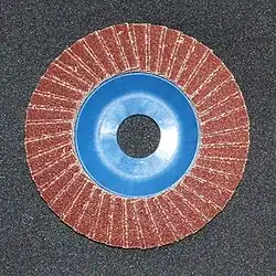 Flap disk. It is rough and made of sandpaper for sanding surfaces such as iron and wood