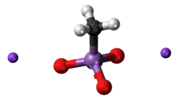 Two sodium cations and one methyl arsenate anion