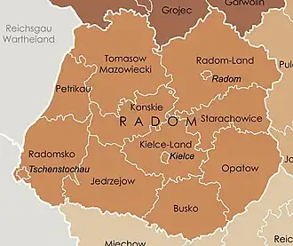 Administrative map of Radom District.