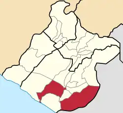 Location of Tacna within Tacna Province