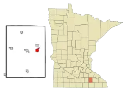 Location of Kasson within Dodge County and state of Minnesota