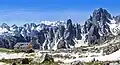 Rifugio Lavaredo (left), Torre Siorpaes, and Cima Cadin di San Lucano (right)
