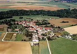 An aerial view of Domblain in 2006