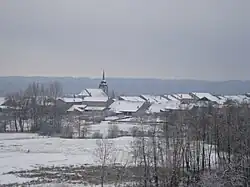 The village of Domjevin in the snow