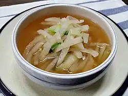 Dongchimi-doenjang-guk (soybean paste soup with dongchimi)