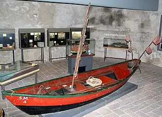Museum dory equipped for fishing