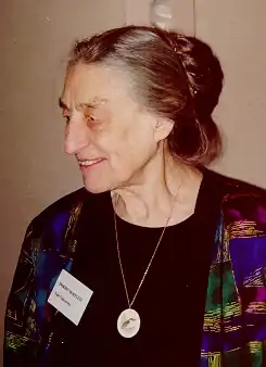 Colour portrait photograph of Dorrit Hoffleit. A female scientist.