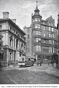 A cable car on Victoria Street in Douglas, Isle of Man, 1896