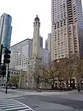 The Magnificent Mile shopping district and landmark Chicago Water Tower