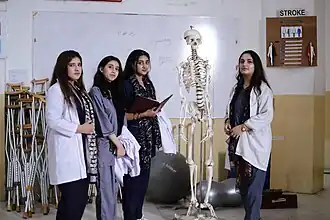 HU students during an anatomy practical session in the DPT laboratory.
