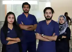HU students in an anatomy academic session in the DPT laboratory.