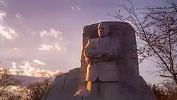 White granite statue of Martin Luther King Jr.