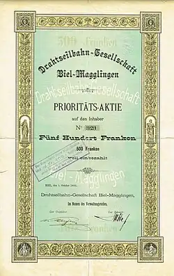 Original share certificate