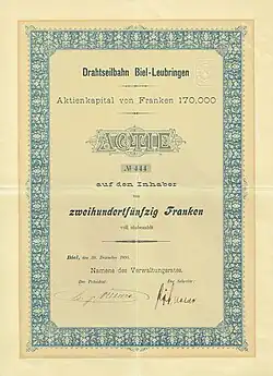 Original share certificate