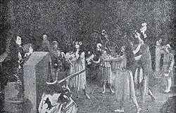 Paul Askonas (left) a still from Drakula halála, which Rhodes describes as likely depicts the wedding between Drakula and Mary Land.