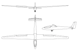 3-view line drawing of the Wassmer WA-26