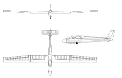 3-view line drawing of the Wassmer WA-30