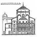 Cross-section, from Ludwig Klasen:‘‘Grundrißvorbilder‘‘. Abth. XI: Gebäude für kirchliche Zwecke. Leipzig 1889