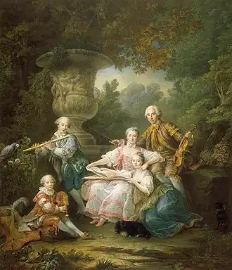 The Marquis de Sourches and His Family by François-Hubert Drouais