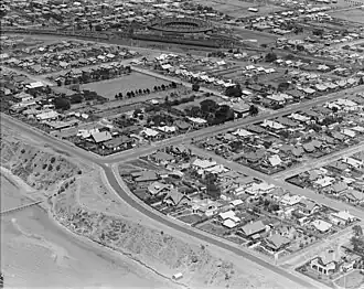 The Esplanade, Drumcondra in 1927. The railway roundhouse at the Geelong West locomotive depot is visible in the background.