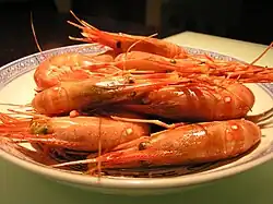 Half-cooked drunken shrimp