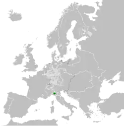 The Duchy of Parma and Piacenza (green)